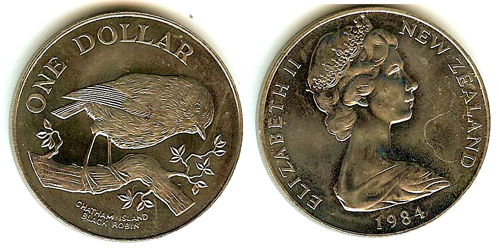 New Zealand $1 Black Robin 1984 BU